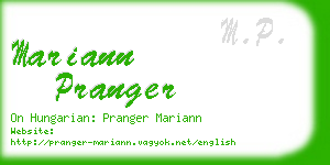 mariann pranger business card